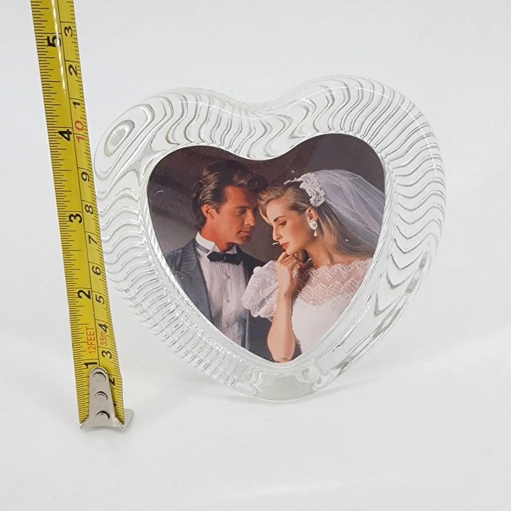Mikasa Crystal Heart Picture Frame Ribbed Clear‎ Glass Made in Japan Vintage